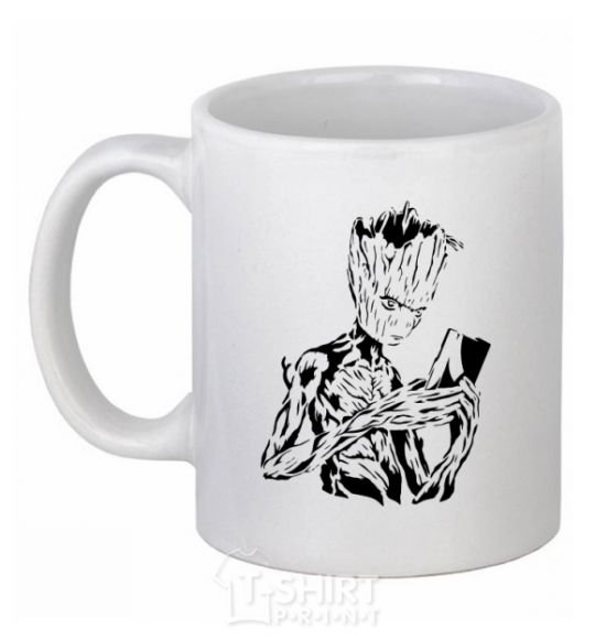 Ceramic mug Groot and the book White фото