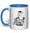 Mug with a colored handle Groot and the book royal-blue фото