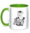 Mug with a colored handle Groot and the book kelly-green фото