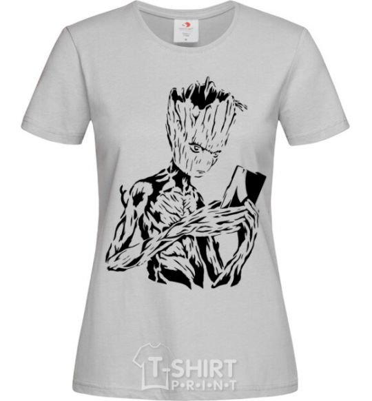 Women's T-shirt Groot and the book grey фото