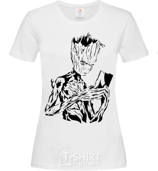 Women's T-shirt Groot and the book White фото