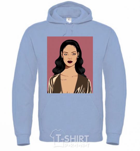 Men`s hoodie Rihanna art sky-blue фото