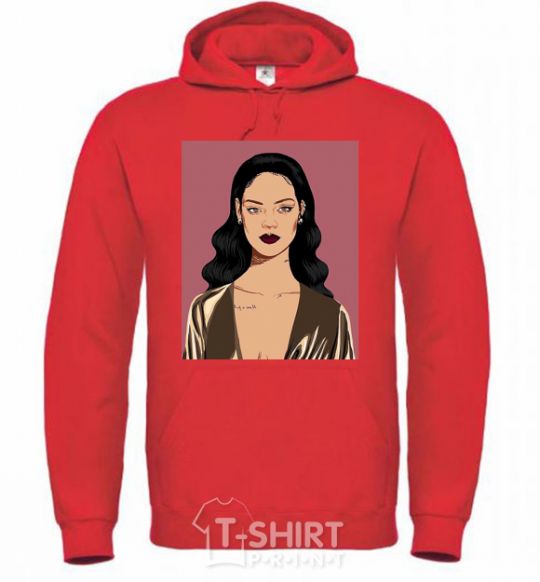 Мужская толстовка (худи) Rihanna art Ярко-красный фото