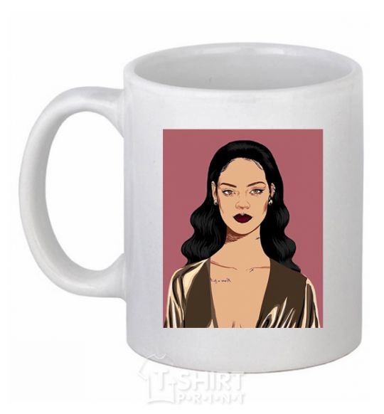Ceramic mug Rihanna art White фото
