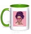 Mug with a colored handle Rihanna pink kelly-green фото