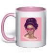 Mug with a colored handle Rihanna pink light-pink фото
