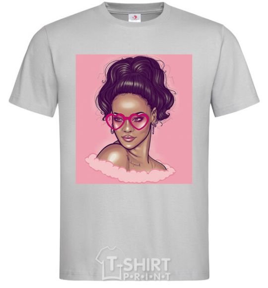 Men's T-Shirt Rihanna pink grey фото