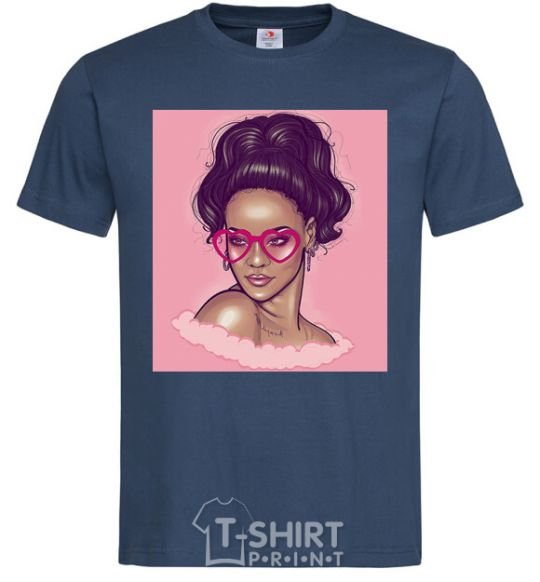 Men's T-Shirt Rihanna pink navy-blue фото