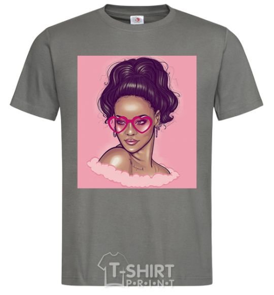 Men's T-Shirt Rihanna pink dark-grey фото