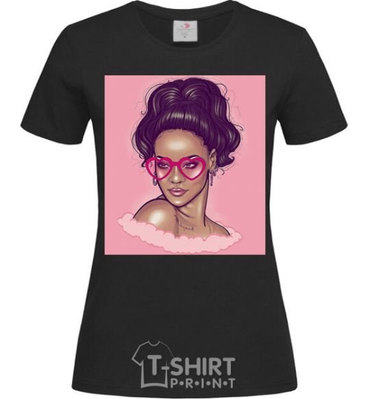 Women's T-shirt Rihanna pink black фото