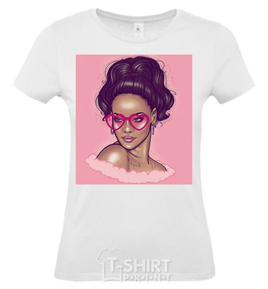 Women's T-shirt Rihanna pink White фото