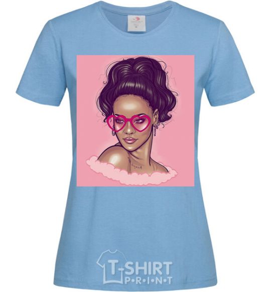 Women's T-shirt Rihanna pink sky-blue фото