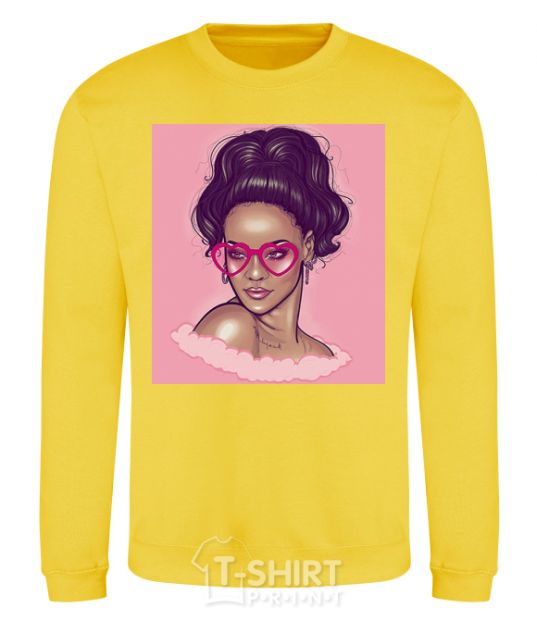 Sweatshirt Rihanna pink yellow фото