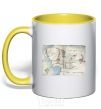 Mug with a colored handle Middle Earth yellow фото
