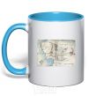 Mug with a colored handle Middle Earth sky-blue фото