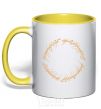 Mug with a colored handle The Lord of the rings Mordor yellow фото