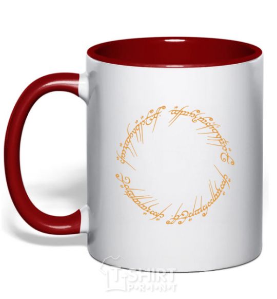 Mug with a colored handle The Lord of the rings Mordor red фото