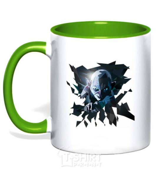 Mug with a colored handle Golum art kelly-green фото