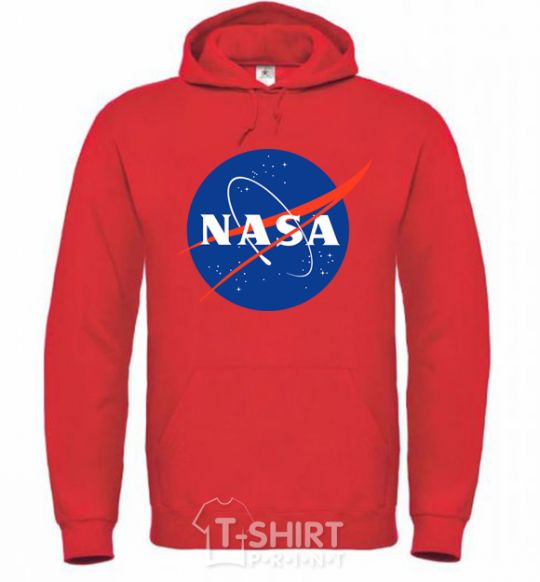 Мужская толстовка (худи) NASA logo Ярко-красный фото