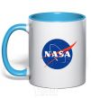 Mug with a colored handle NASA logo sky-blue фото