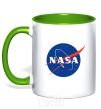 Mug with a colored handle NASA logo kelly-green фото