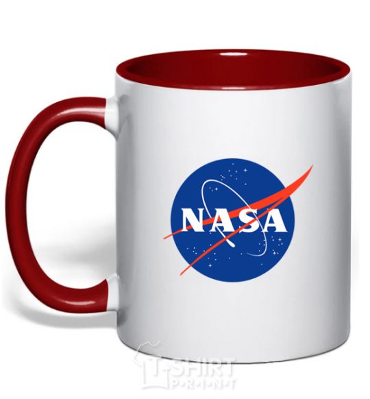 Mug with a colored handle NASA logo red фото