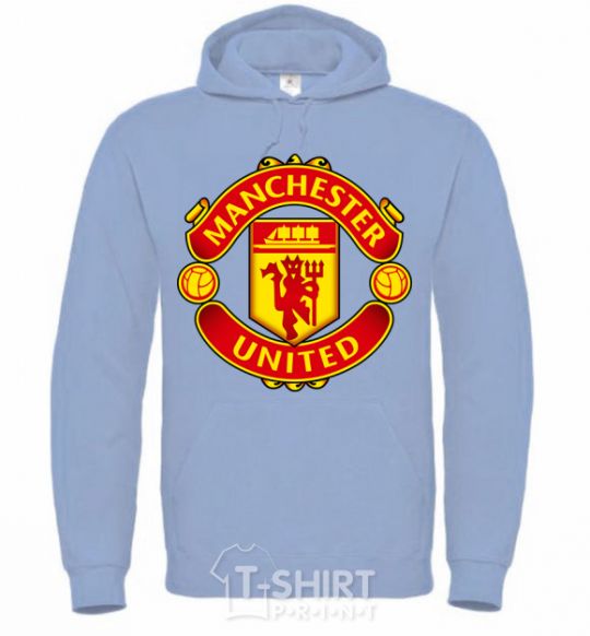 Men`s hoodie Manchester United logo sky-blue фото
