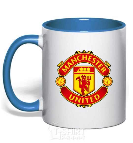 Mug with a colored handle Manchester United logo royal-blue фото