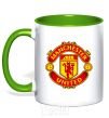 Mug with a colored handle Manchester United logo kelly-green фото