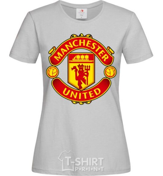 Women's T-shirt Manchester United logo grey фото