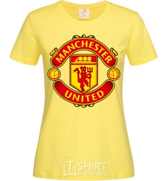 Women's T-shirt Manchester United logo cornsilk фото