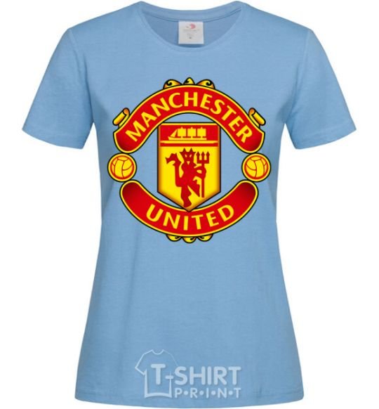 Women's T-shirt Manchester United logo sky-blue фото