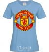 Women's T-shirt Manchester United logo sky-blue фото