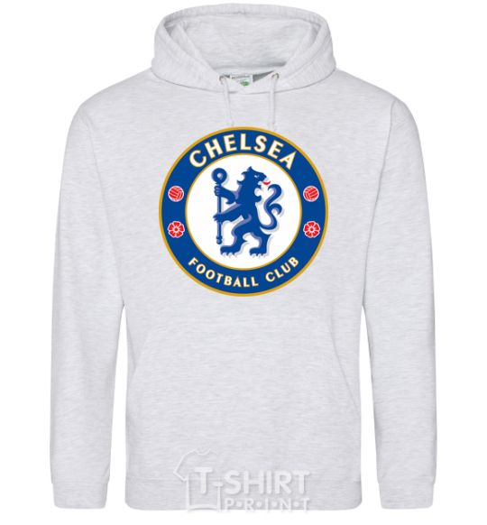 Мужская толстовка (худи) Chelsea FC logo Серый меланж фото