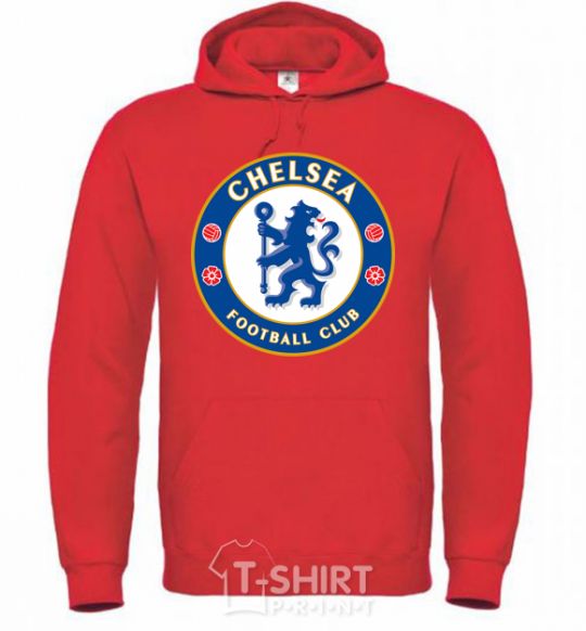 Мужская толстовка (худи) Chelsea FC logo Ярко-красный фото