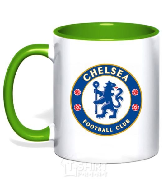 Mug with a colored handle Chelsea FC logo kelly-green фото