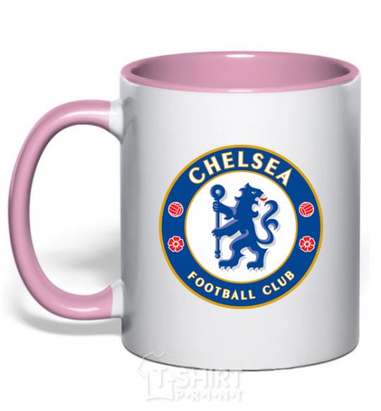 Mug with a colored handle Chelsea FC logo light-pink фото