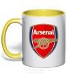Mug with a colored handle Arsenal logo yellow фото