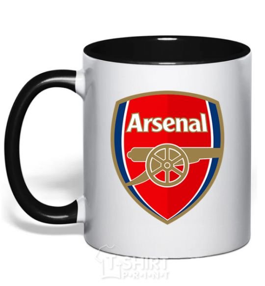 Mug with a colored handle Arsenal logo black фото