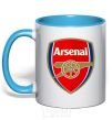 Mug with a colored handle Arsenal logo sky-blue фото
