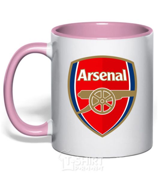 Mug with a colored handle Arsenal logo light-pink фото