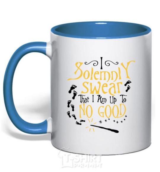 Mug with a colored handle I solemnly swear that i am up to no good royal-blue фото