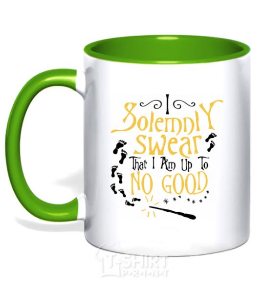 Mug with a colored handle I solemnly swear that i am up to no good kelly-green фото