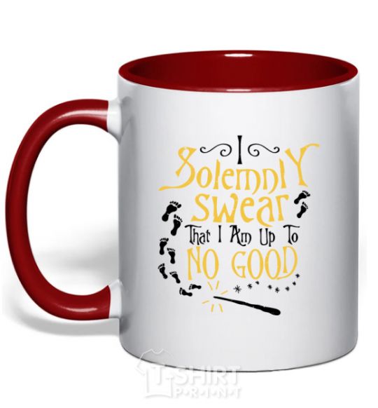 Mug with a colored handle I solemnly swear that i am up to no good red фото