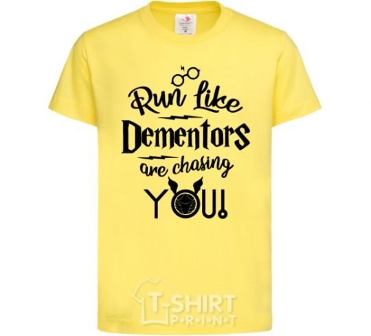 Kids T-shirt Run like dementors are chasing you cornsilk фото