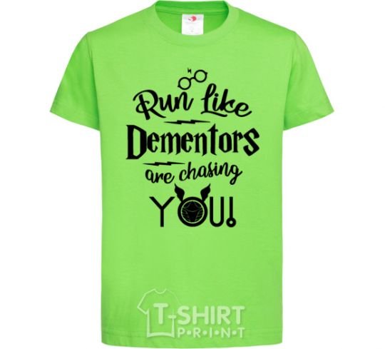 Kids T-shirt Run like dementors are chasing you orchid-green фото