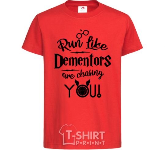 Kids T-shirt Run like dementors are chasing you red фото