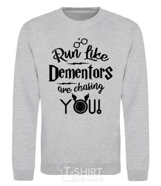 Sweatshirt Run like dementors are chasing you sport-grey фото