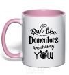 Mug with a colored handle Run like dementors are chasing you light-pink фото