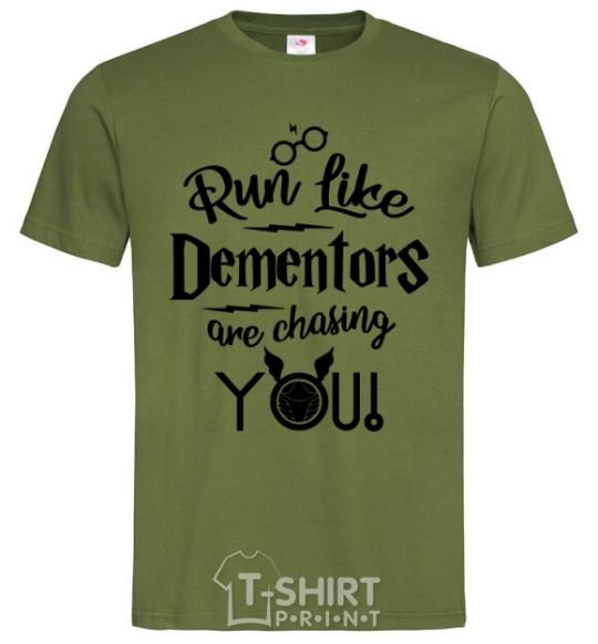 Men's T-Shirt Run like dementors are chasing you millennial-khaki фото